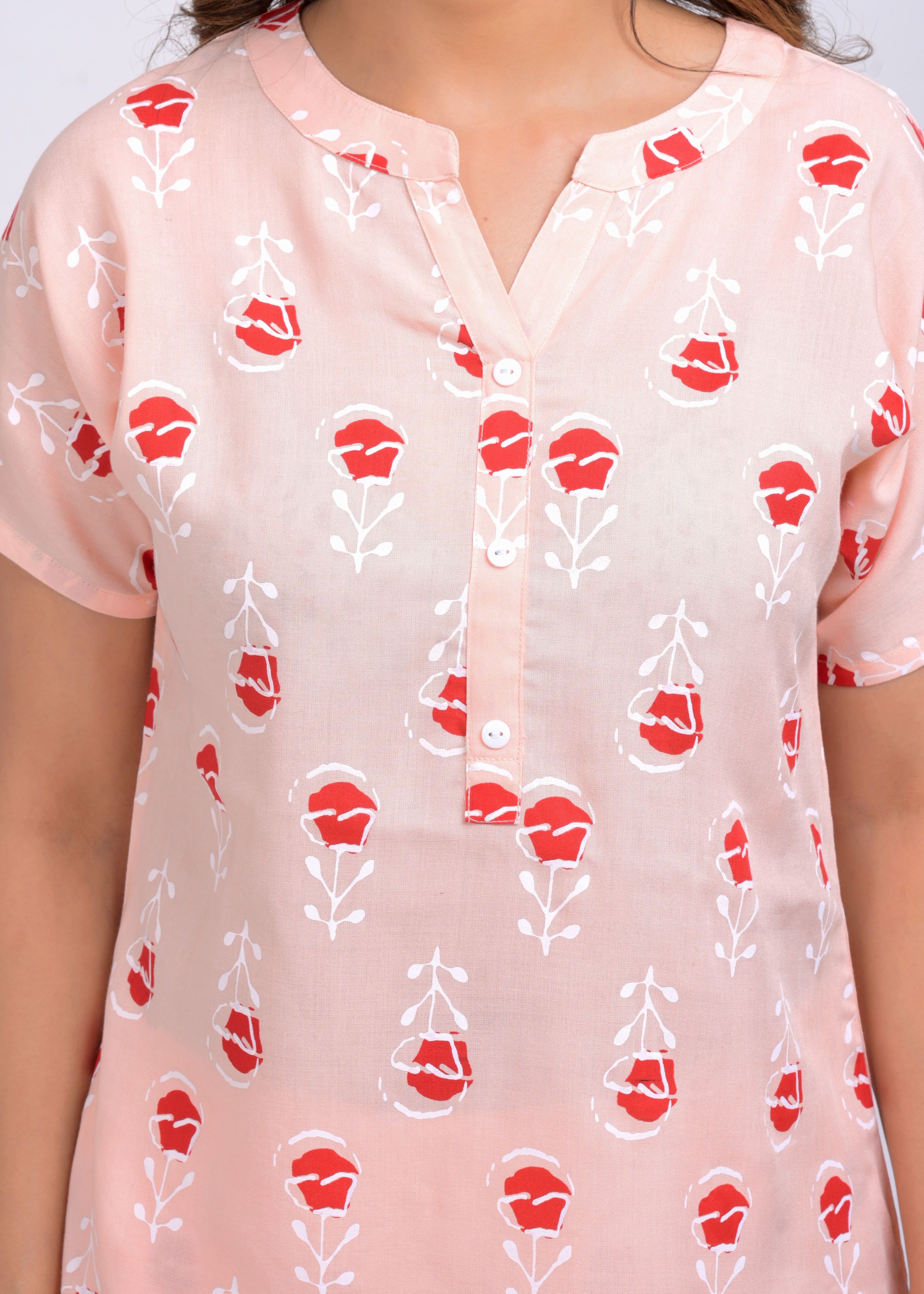 "Rosé Reverie" Viscose Night Suit