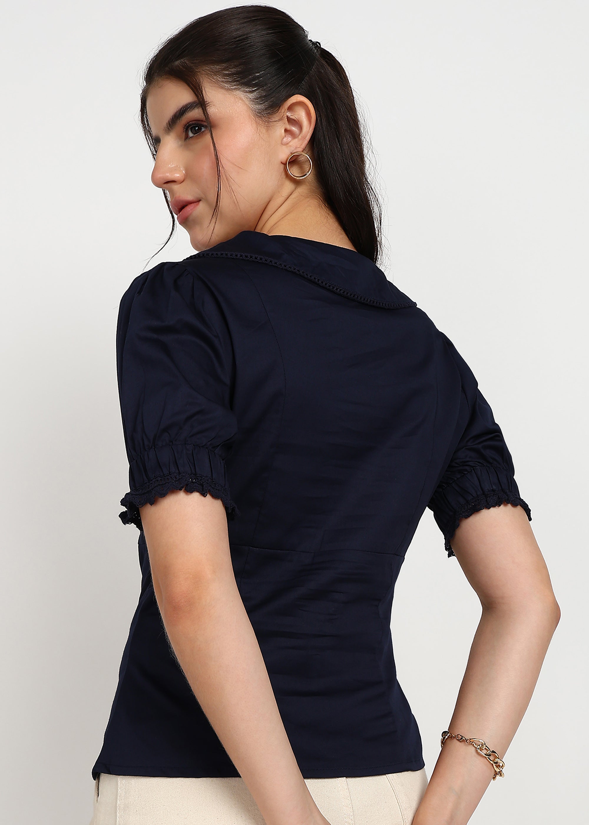 Women Navy Solid Top