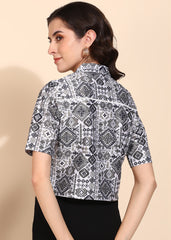 "Monochrome Maze" Printed Top