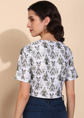 "Olive Orbit" Buttoned Crop Top