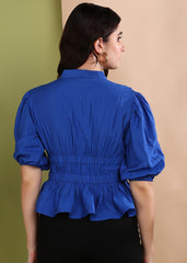 "Midnight Glaze" Smocked Peplum Top