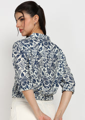 Women Navy Floral Printed Shirt