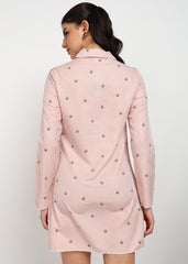 Women Peach Strip Shirt Dress