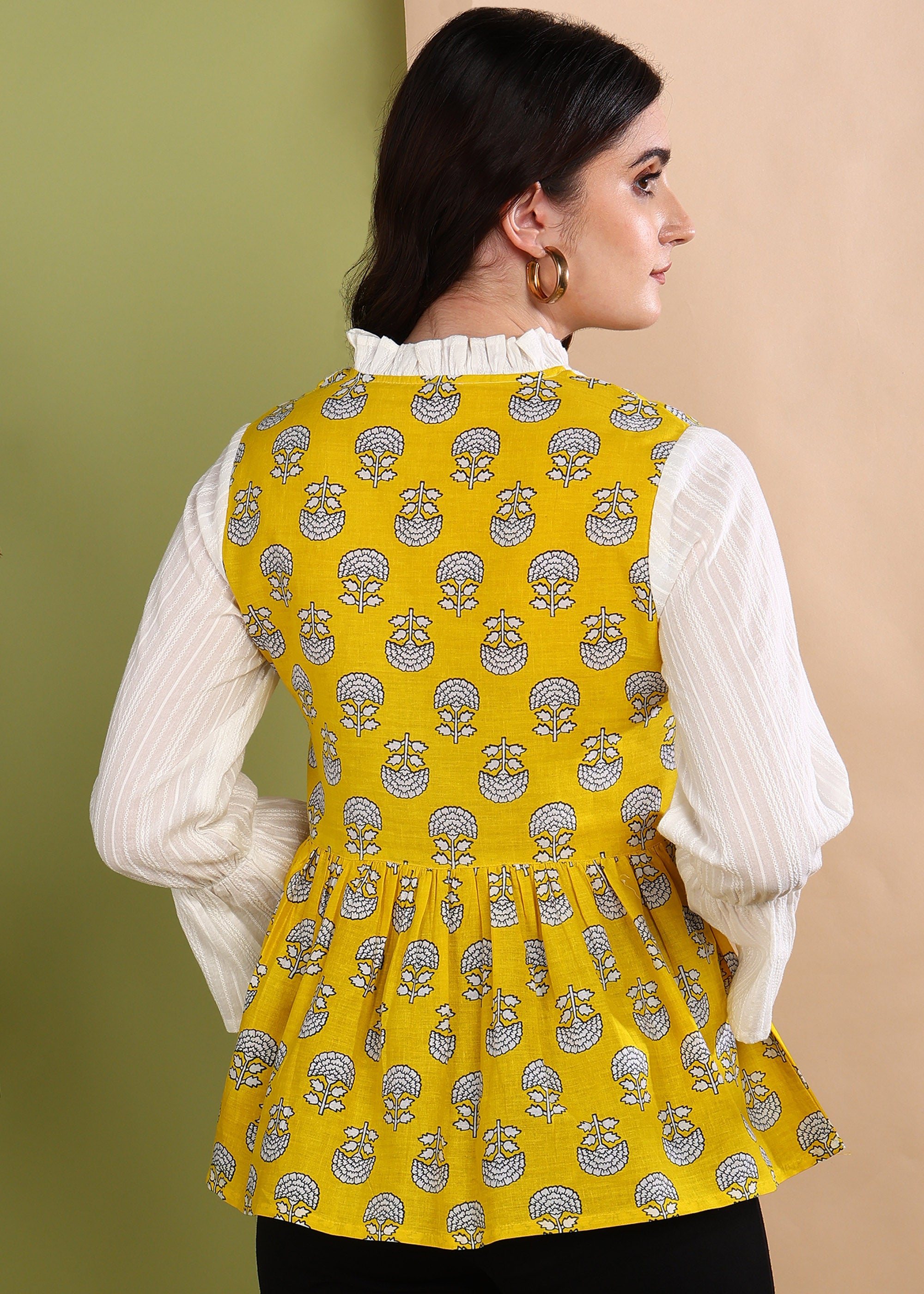 "Sunburst Bloom" Pure Cotton Layered Top