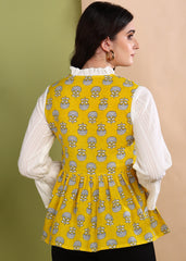 "Sunburst Bloom" Pure Cotton Layered Top