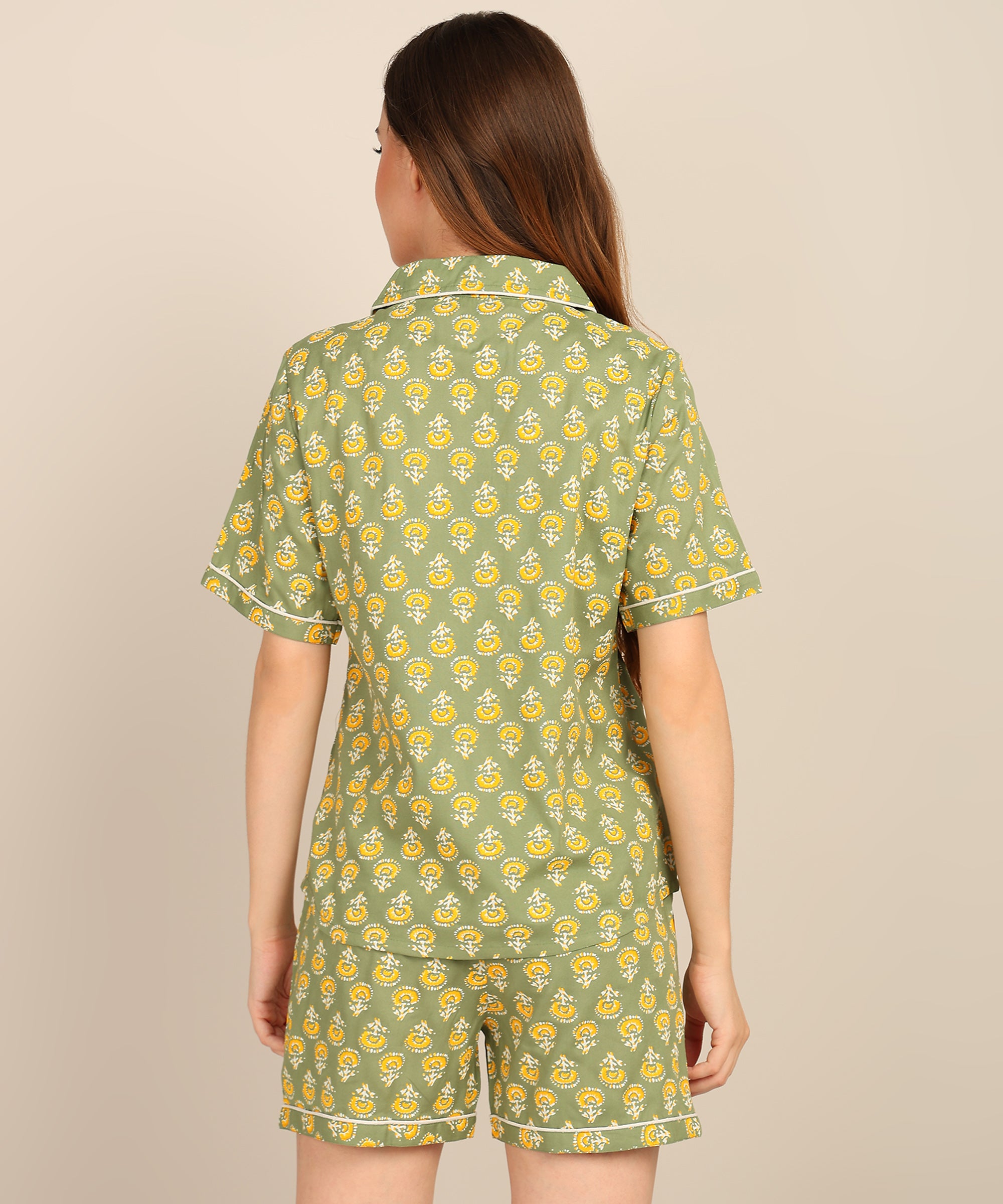 "Sunshine Sage" Viscose Printed Shorts Set