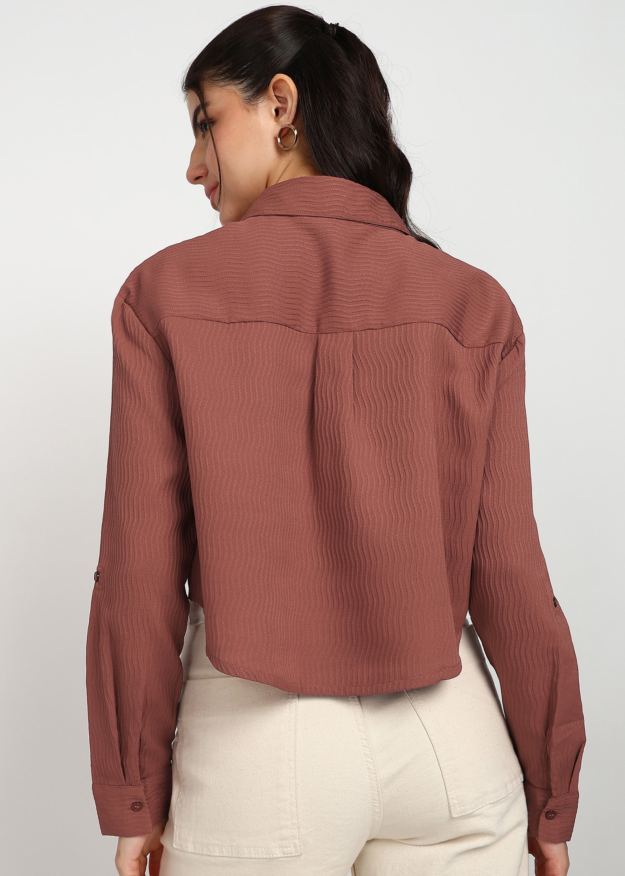 Women Rust Solid Shirt