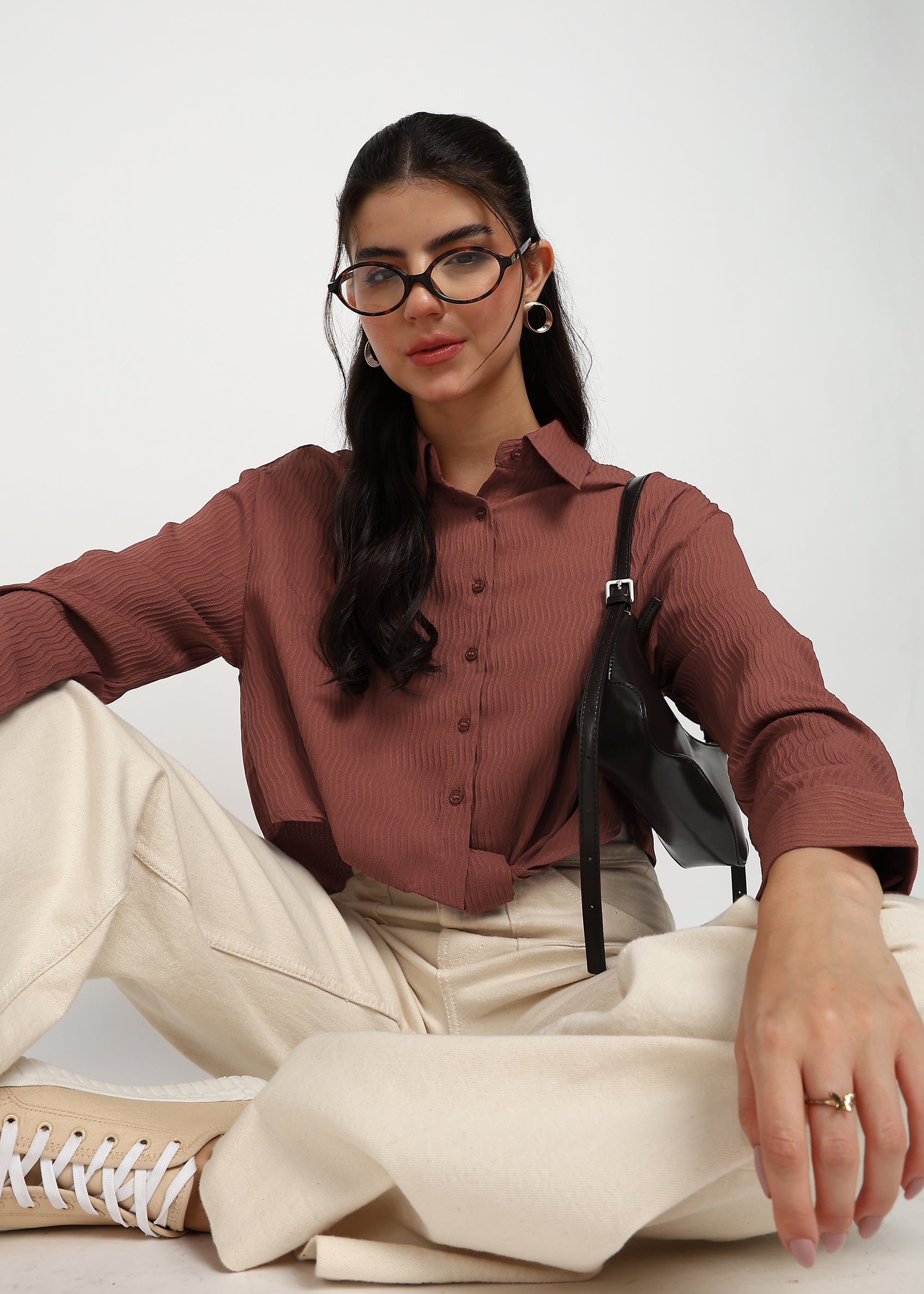 Women Rust Solid Shirt