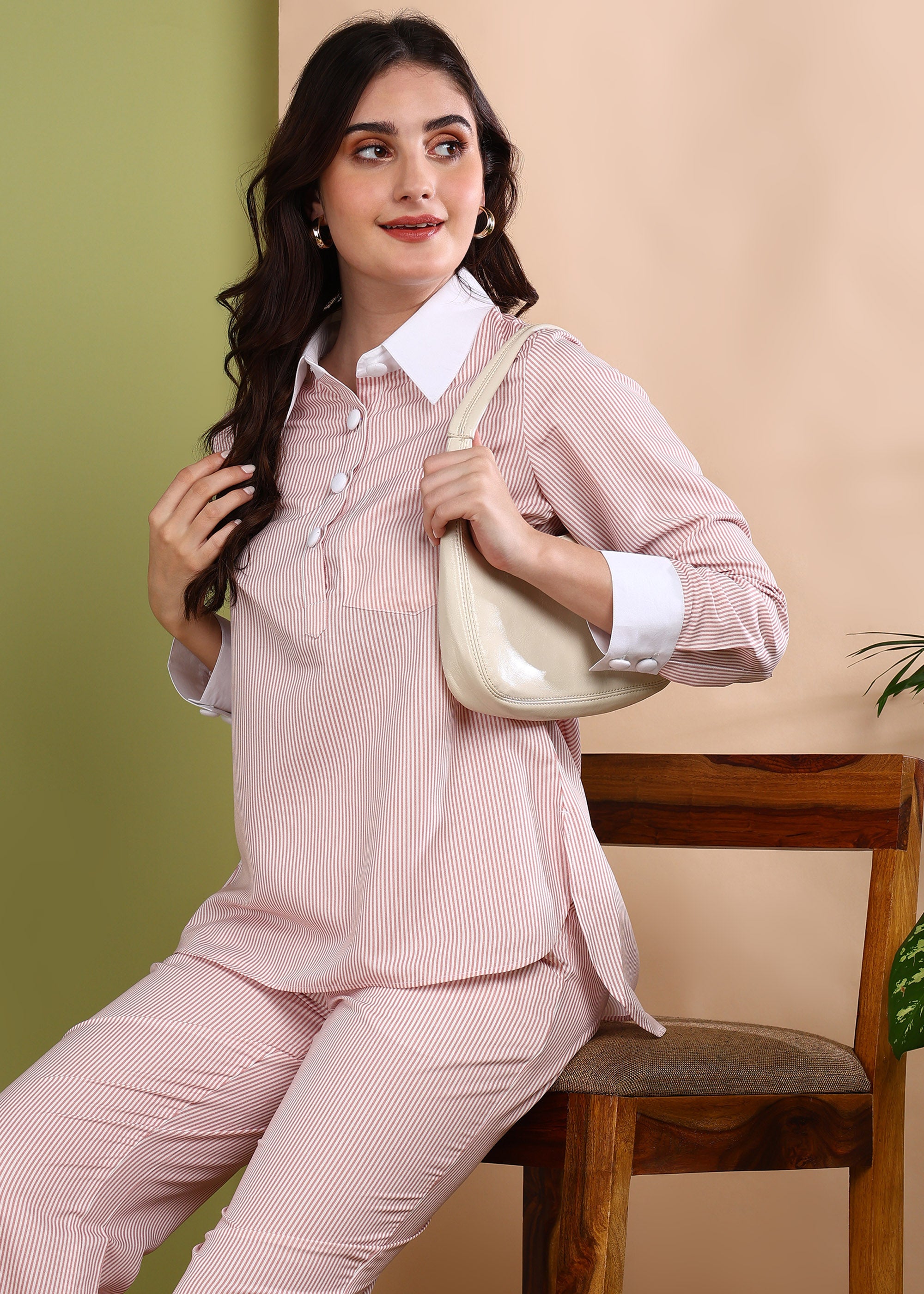"Blush Stripe" Printed Co-ord Set