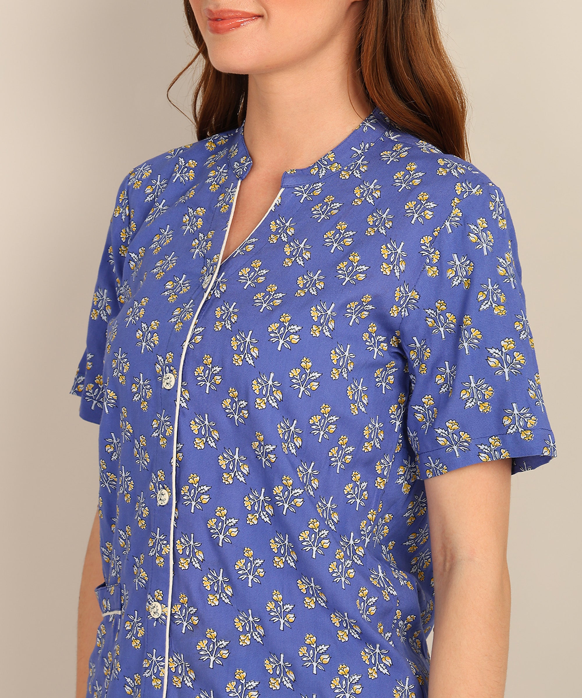 "Daisy Dusk" Viscose Printed Night Suit