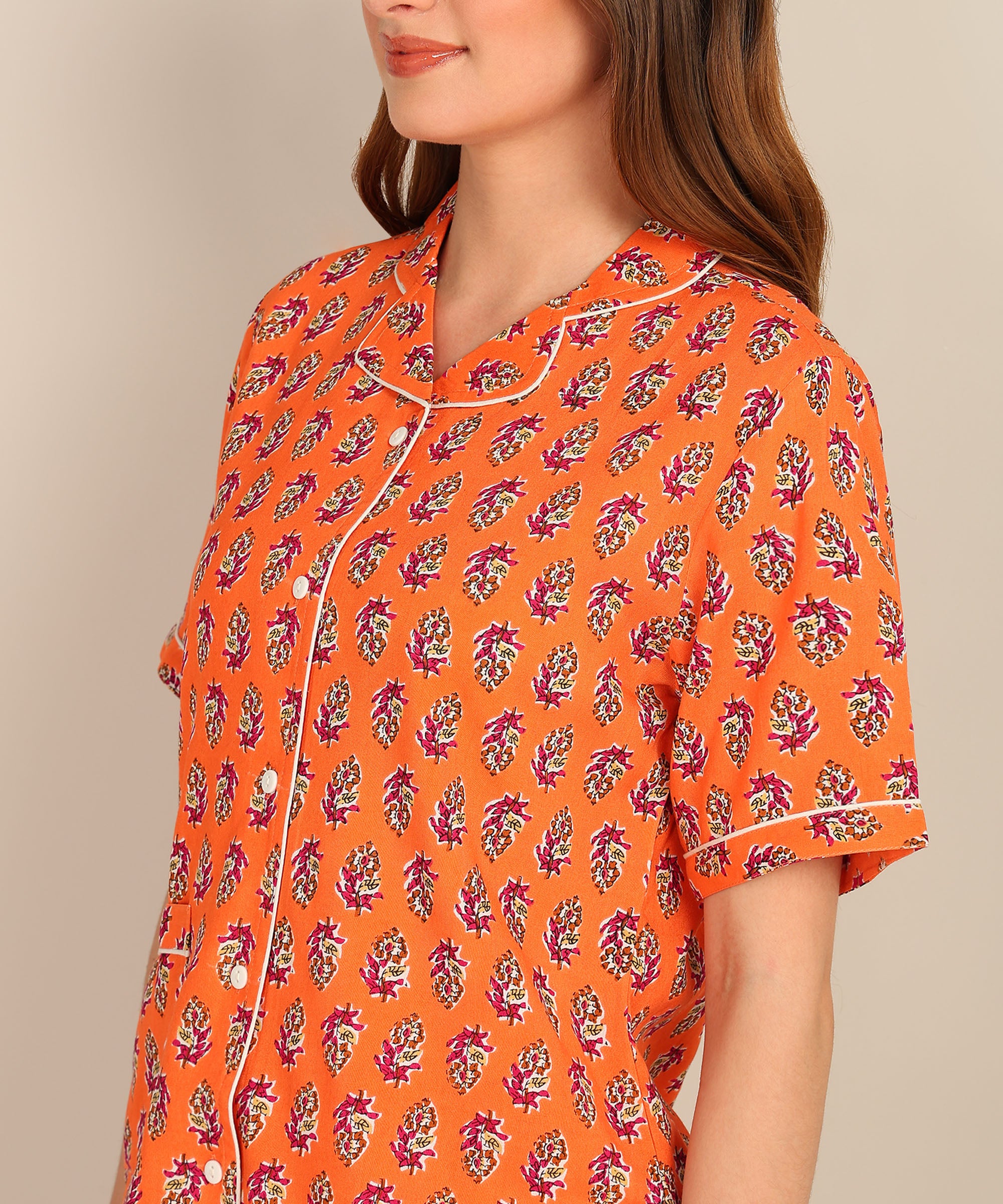 "Tangerine Twist" Viscose Printed Shorts Set