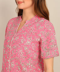 "Rosy Routines" Viscose Printed Night Suit