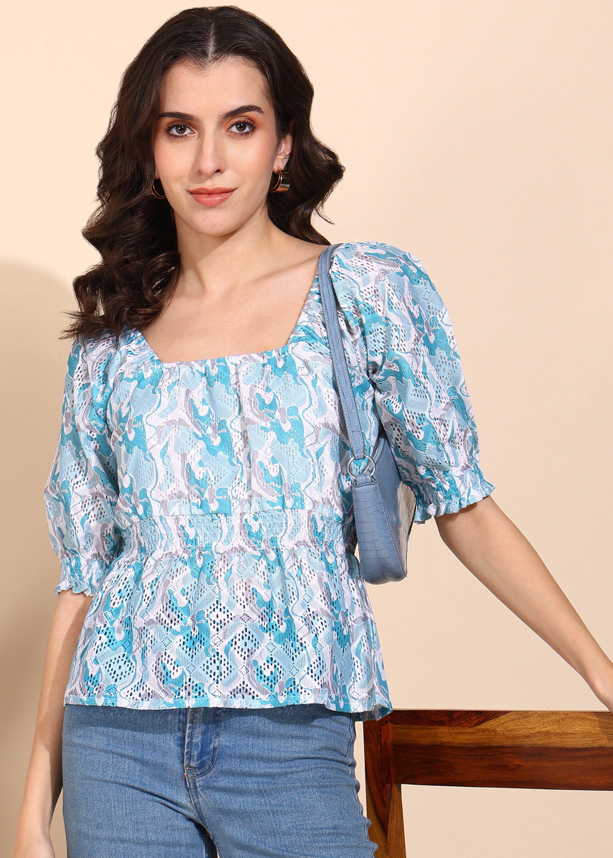 "Mint Swirl Muse" Peplum Top