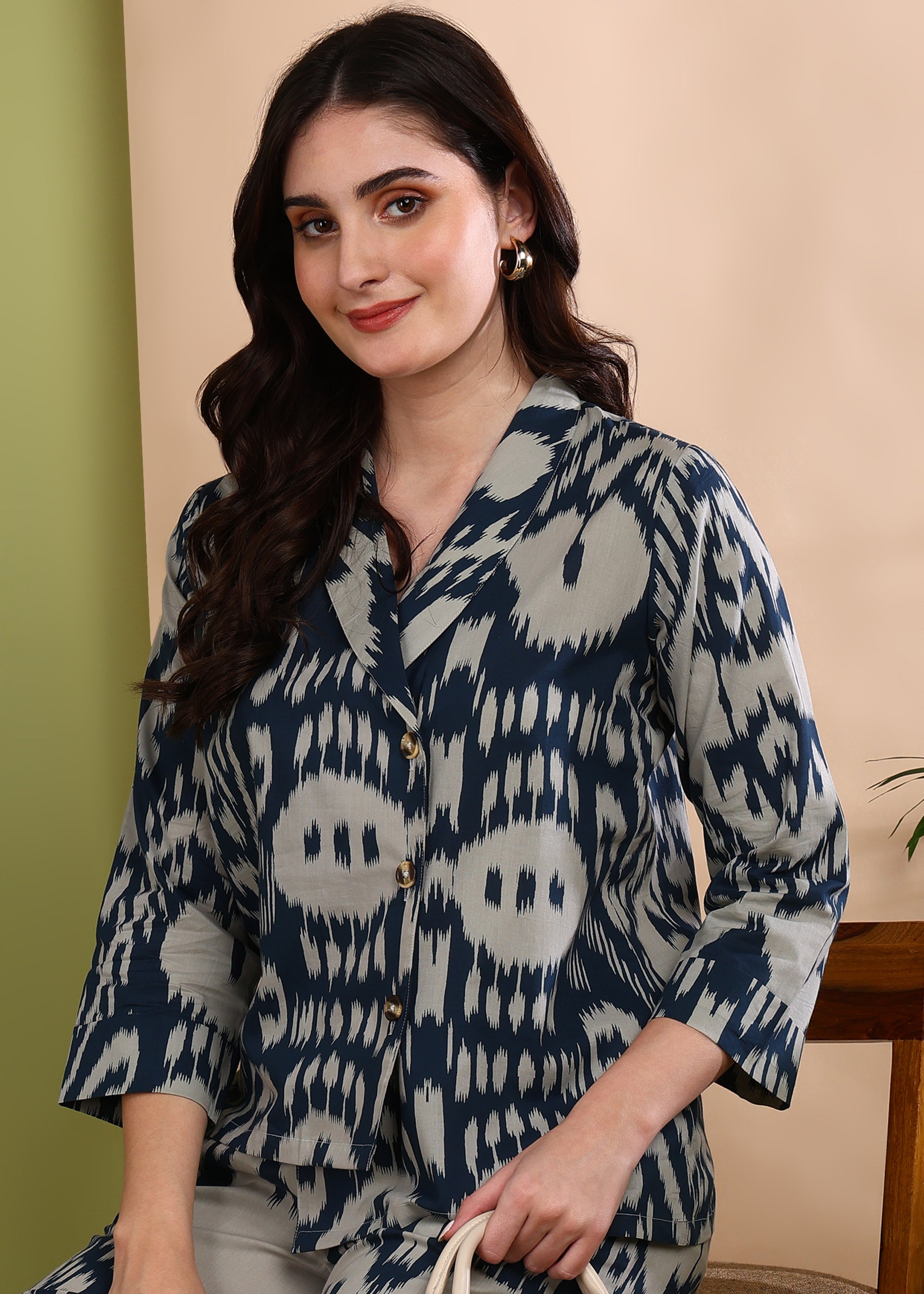 "Ink Ikat" Co-ord Set – Timeless Comfort Meets Bold Print