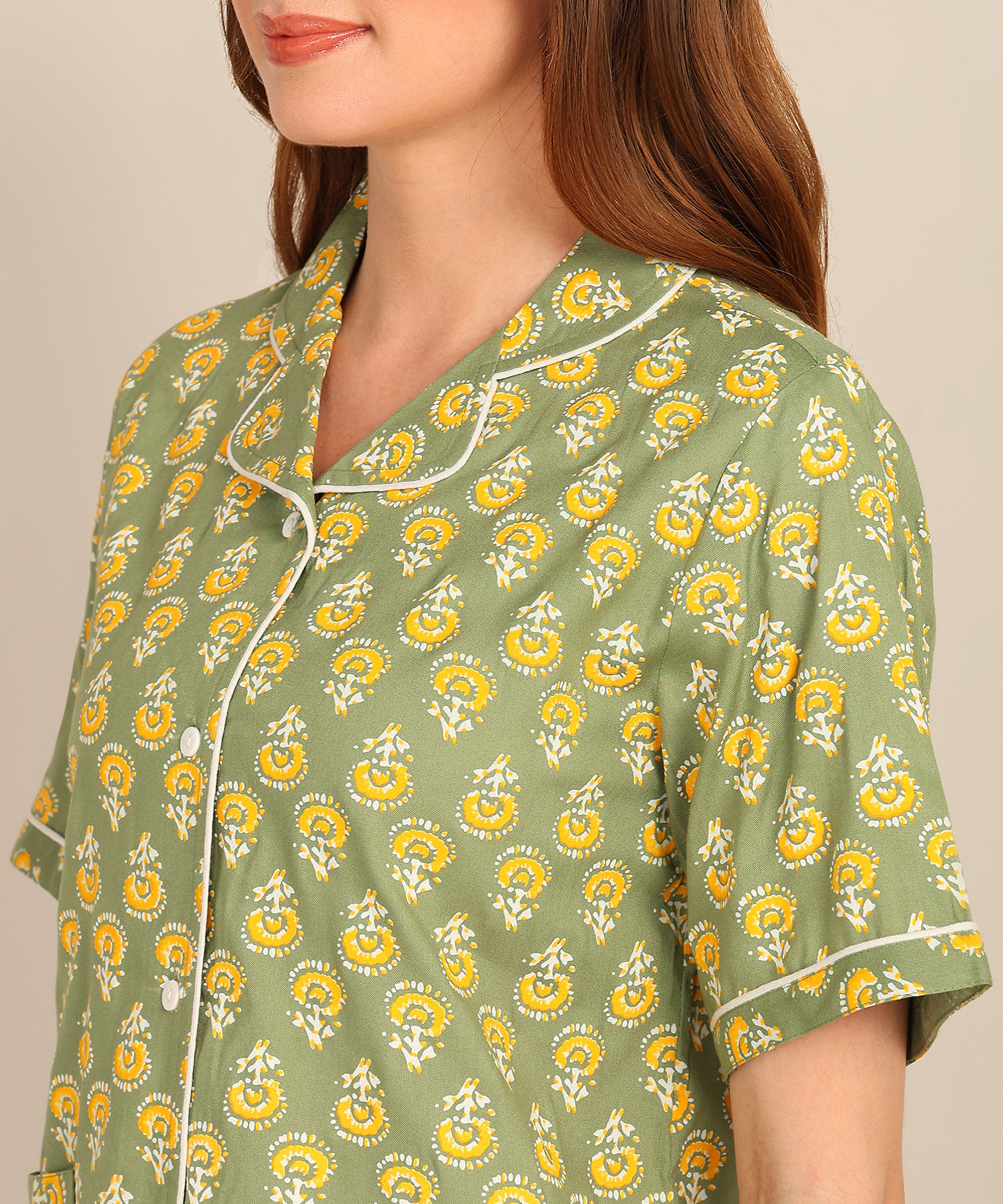 "Sunshine Sage" Viscose Printed Shorts Set