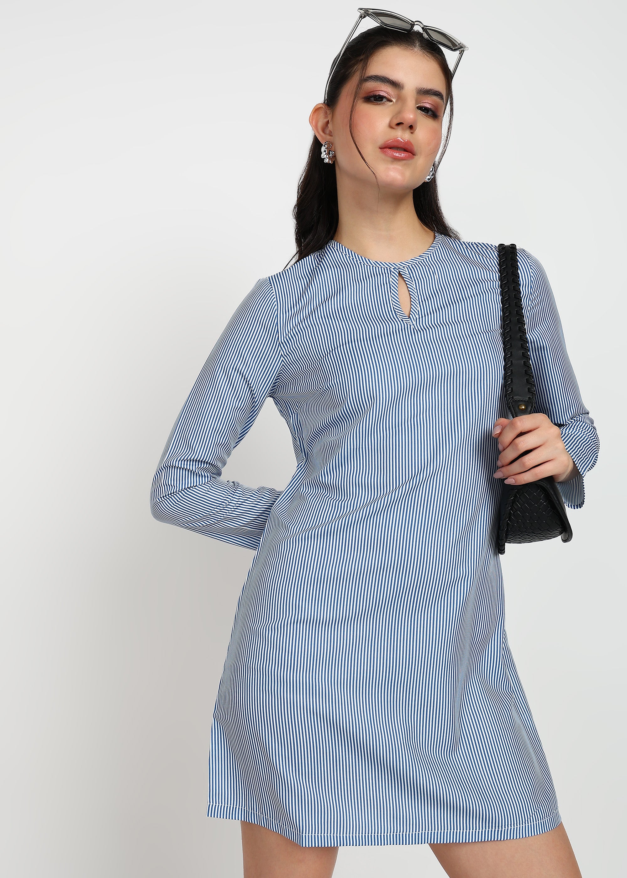 Women Blue Strip Dress