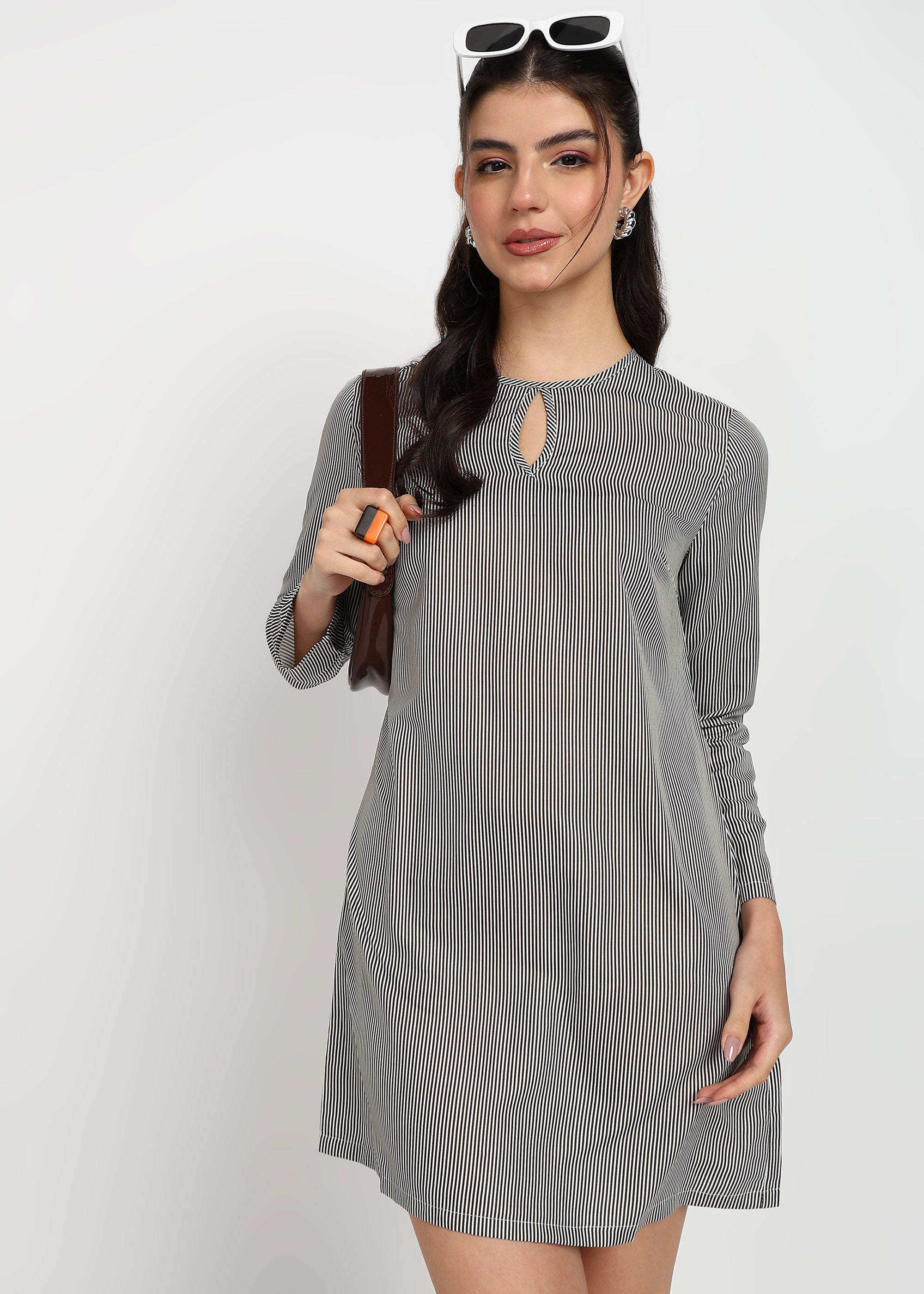 Women Black Strip Dress