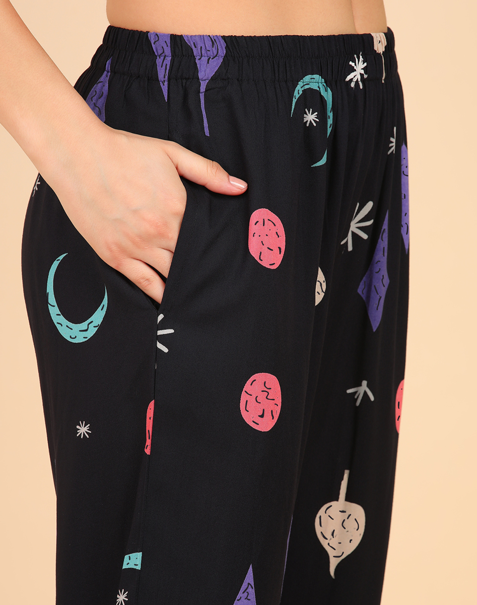 "Cosmic Chill" Viscose Printed Night Suit