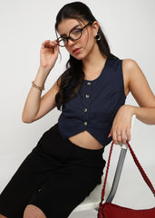 Women Navy Vest Top