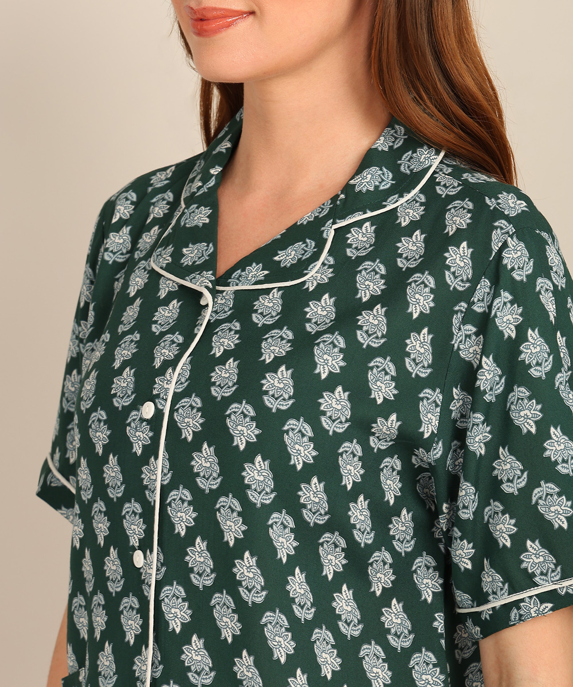 "Forest Flirt" Viscose Printed Shorts Set