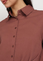 Women Rust Solid Shirt