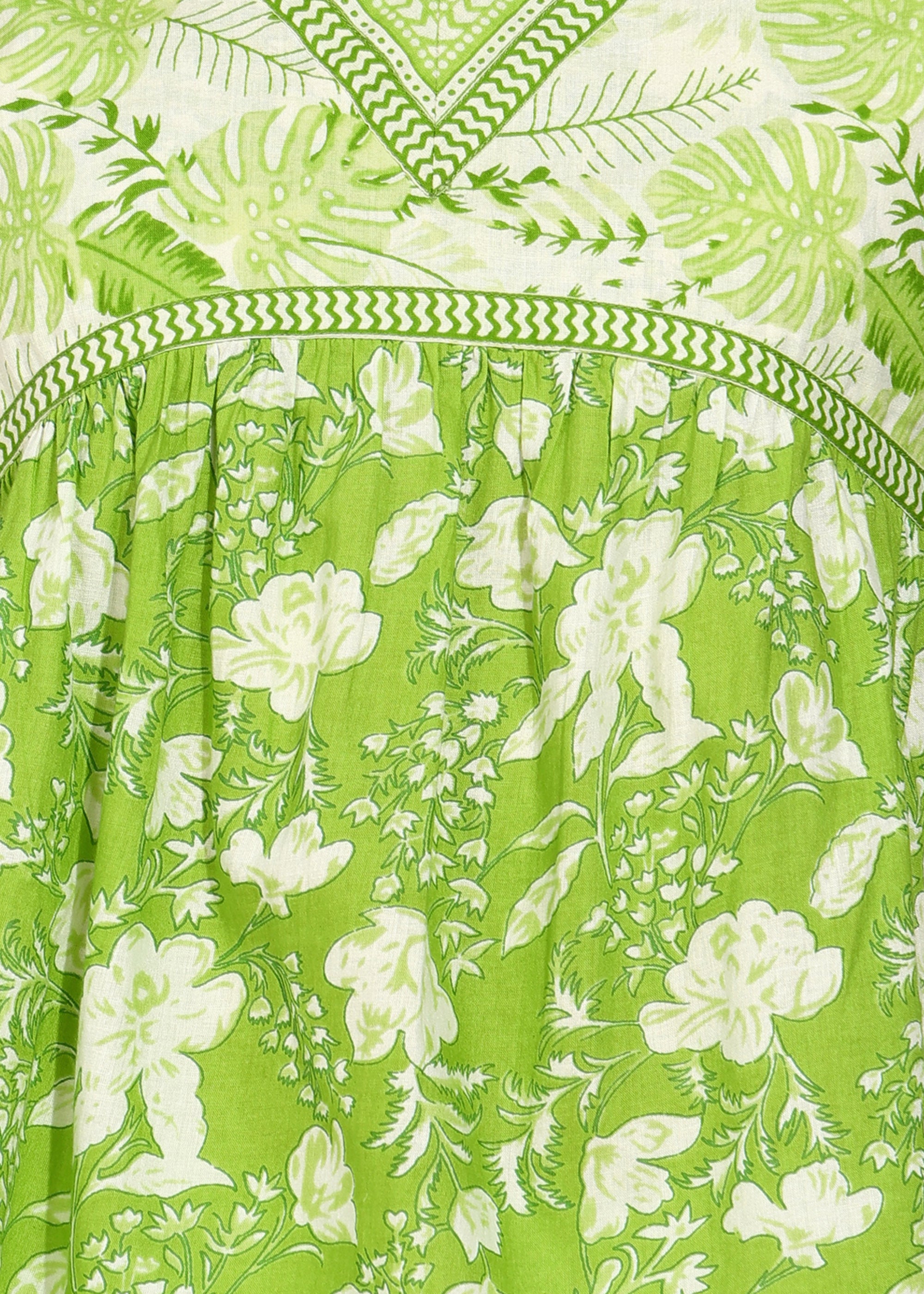 "Lime Meadow" Pure Cotton Floral Top