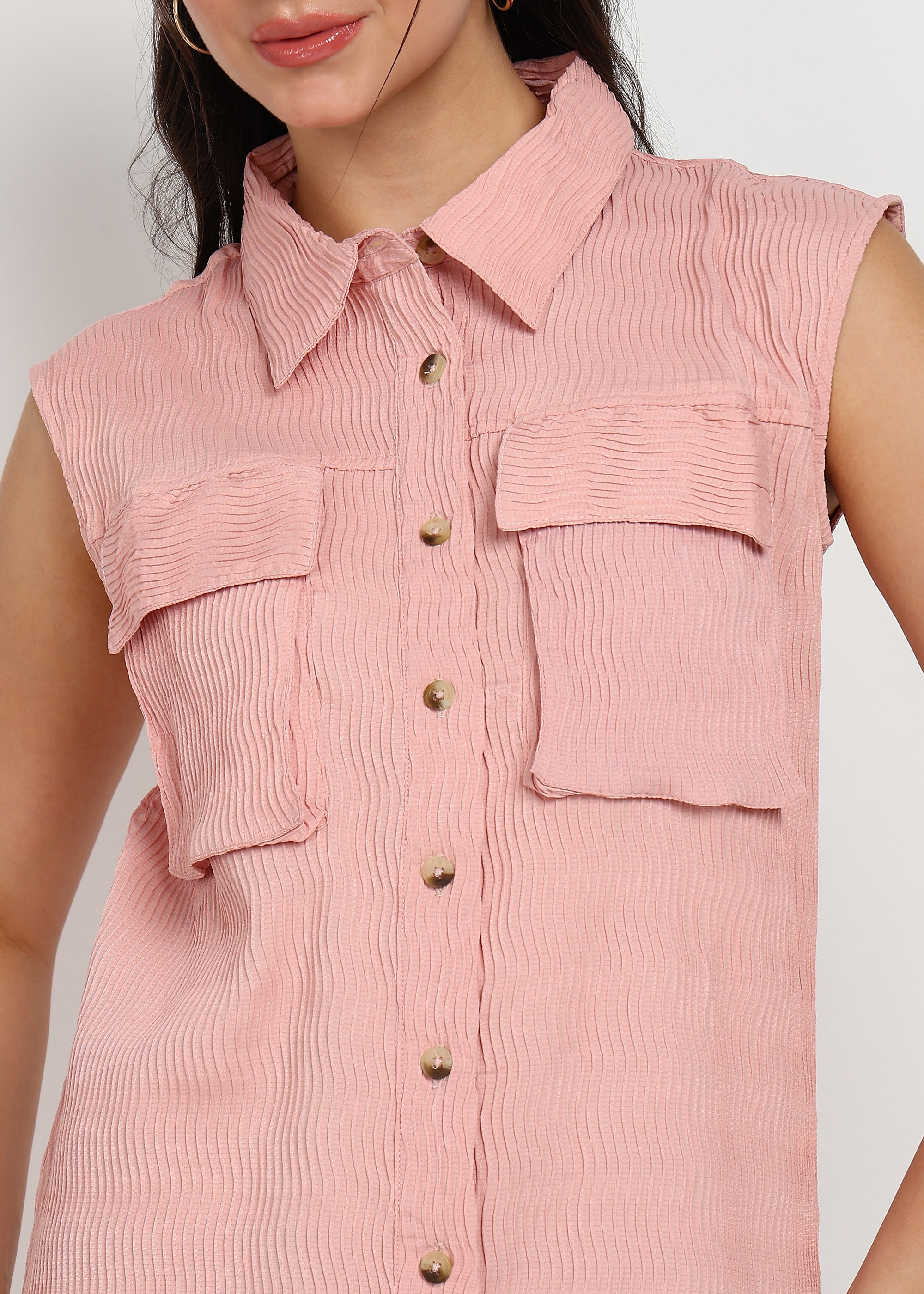 Women Peach Shirt Dress