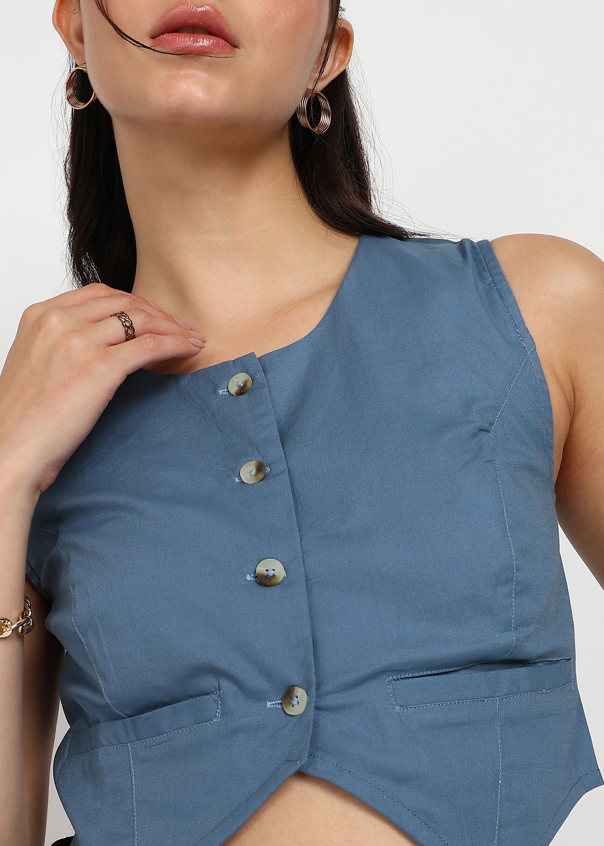 Women Blue Vest Top
