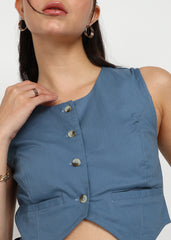 Women Blue Vest Top