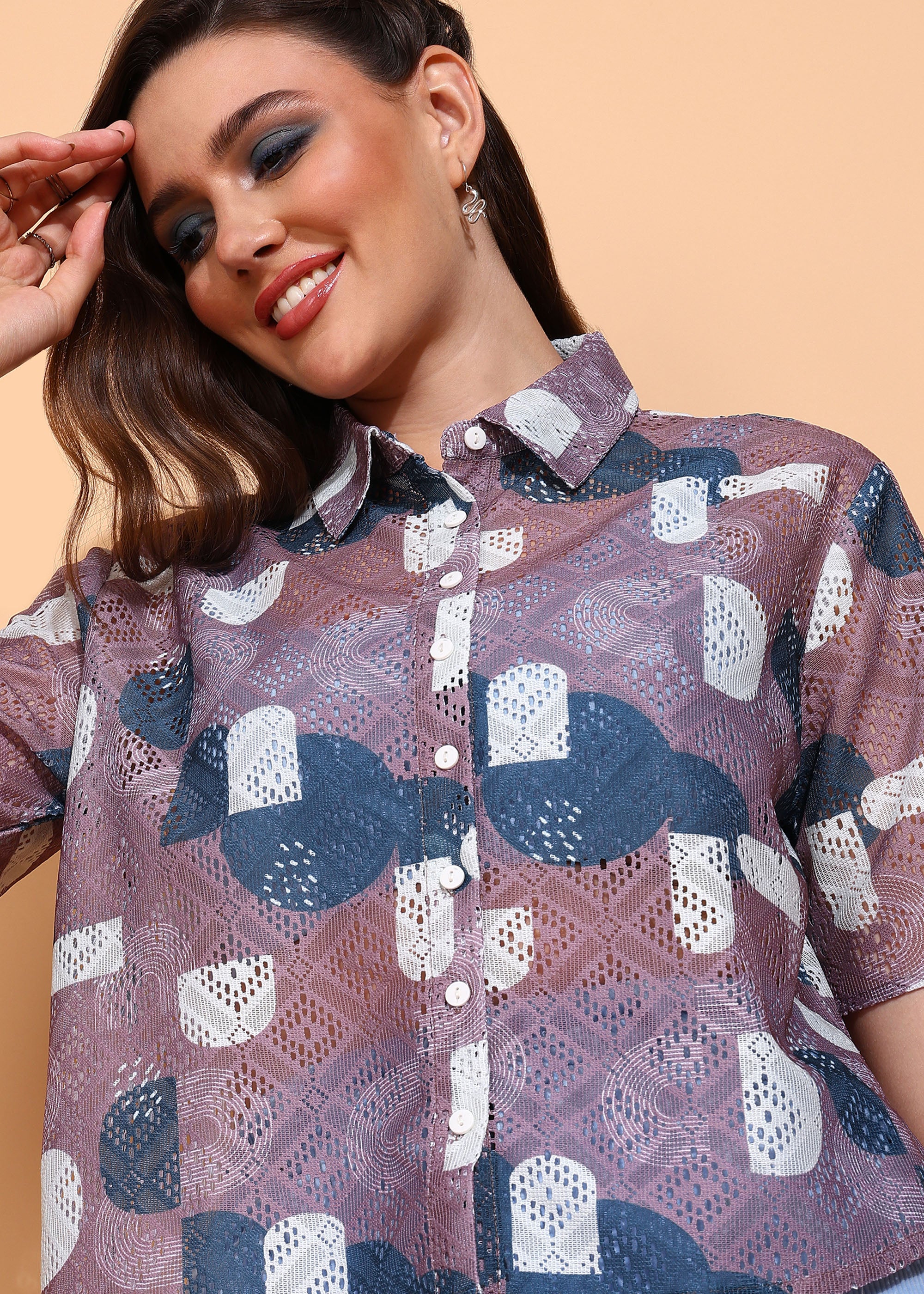 "Breeze Blush" Sheer Oversized Shirt