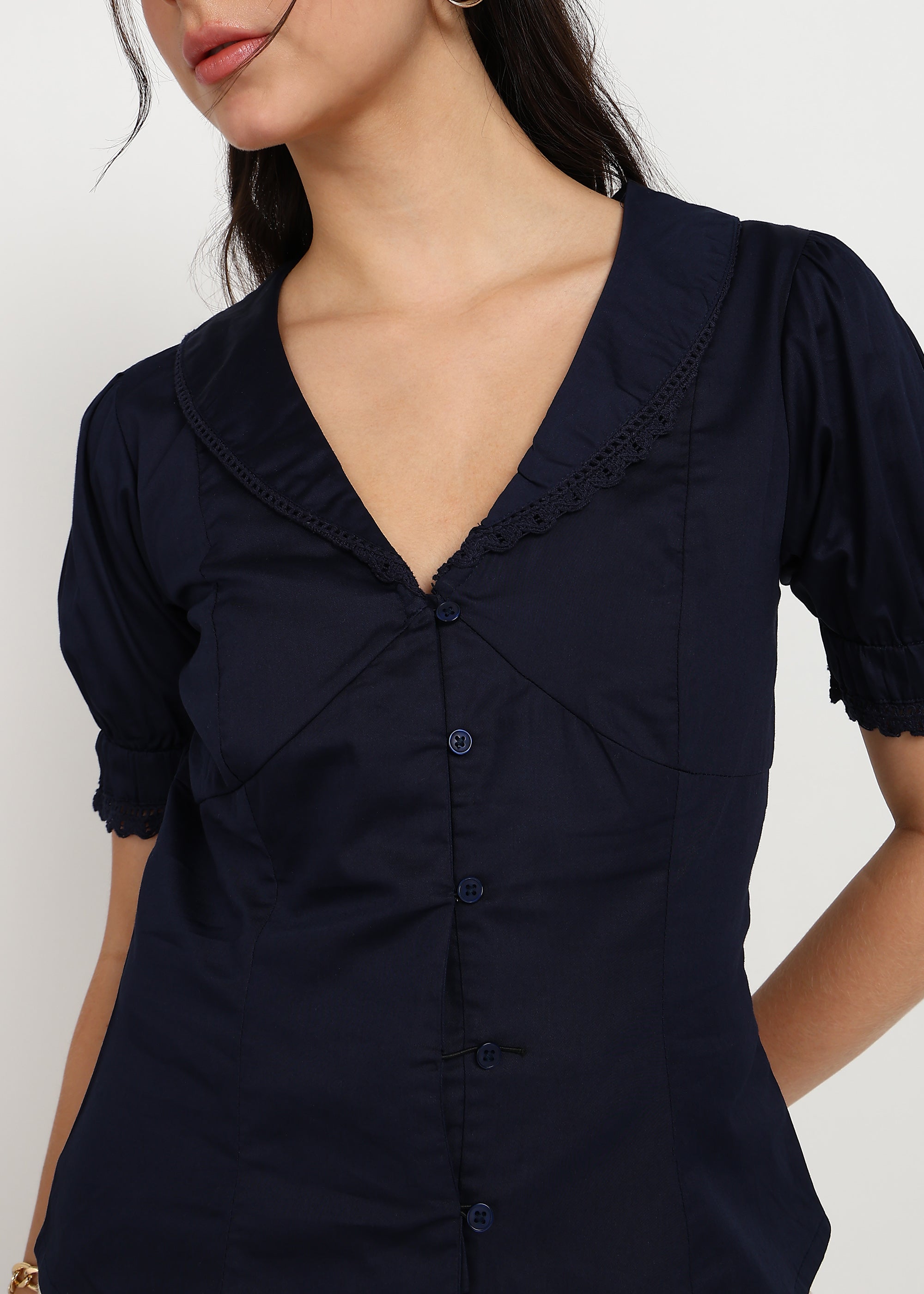 Women Navy Solid Top