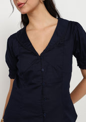 Women Navy Solid Top