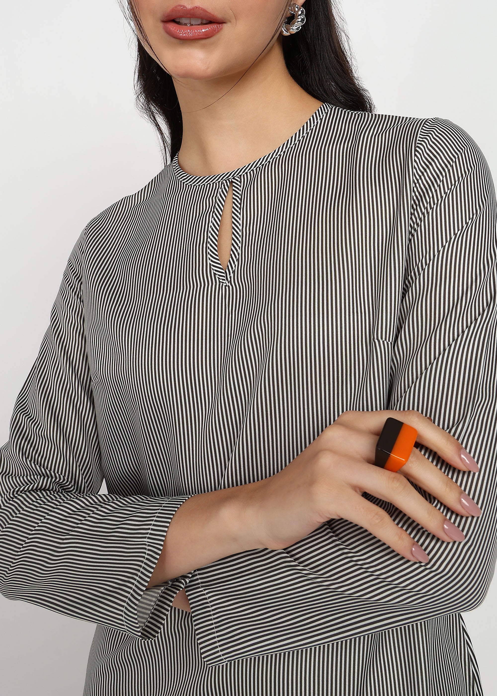 Women Black Strip Dress