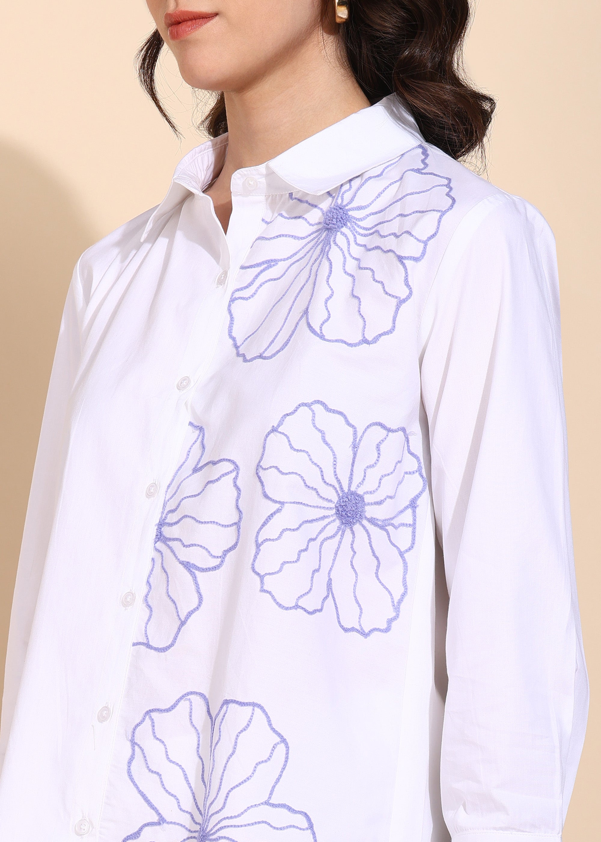 "Lavender Breeze" Aari Embroidered Cotton Poplin Co-ord Set