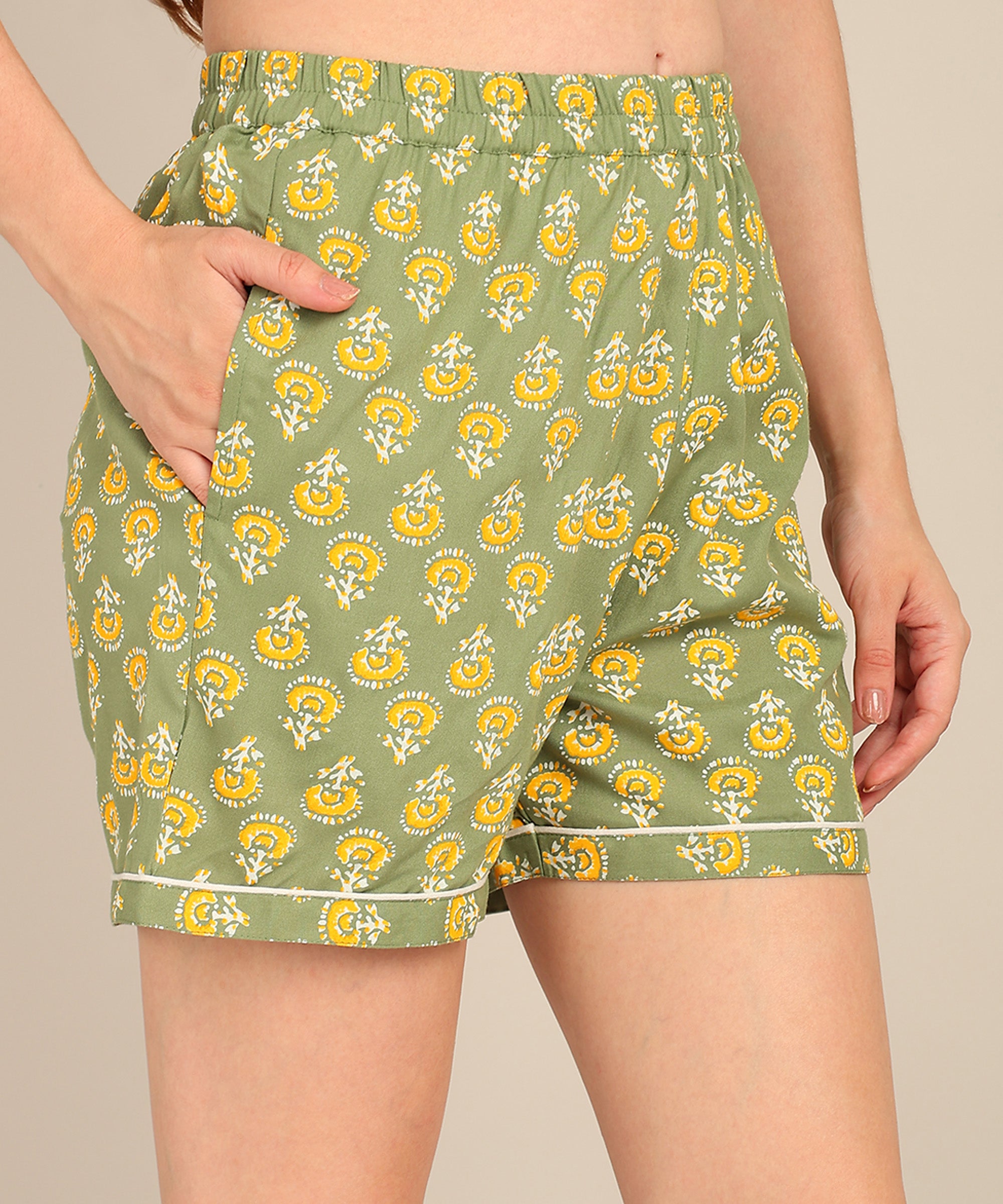 "Sunshine Sage" Viscose Printed Shorts Set