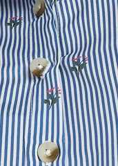 Women Blue Strip Shirt Dress