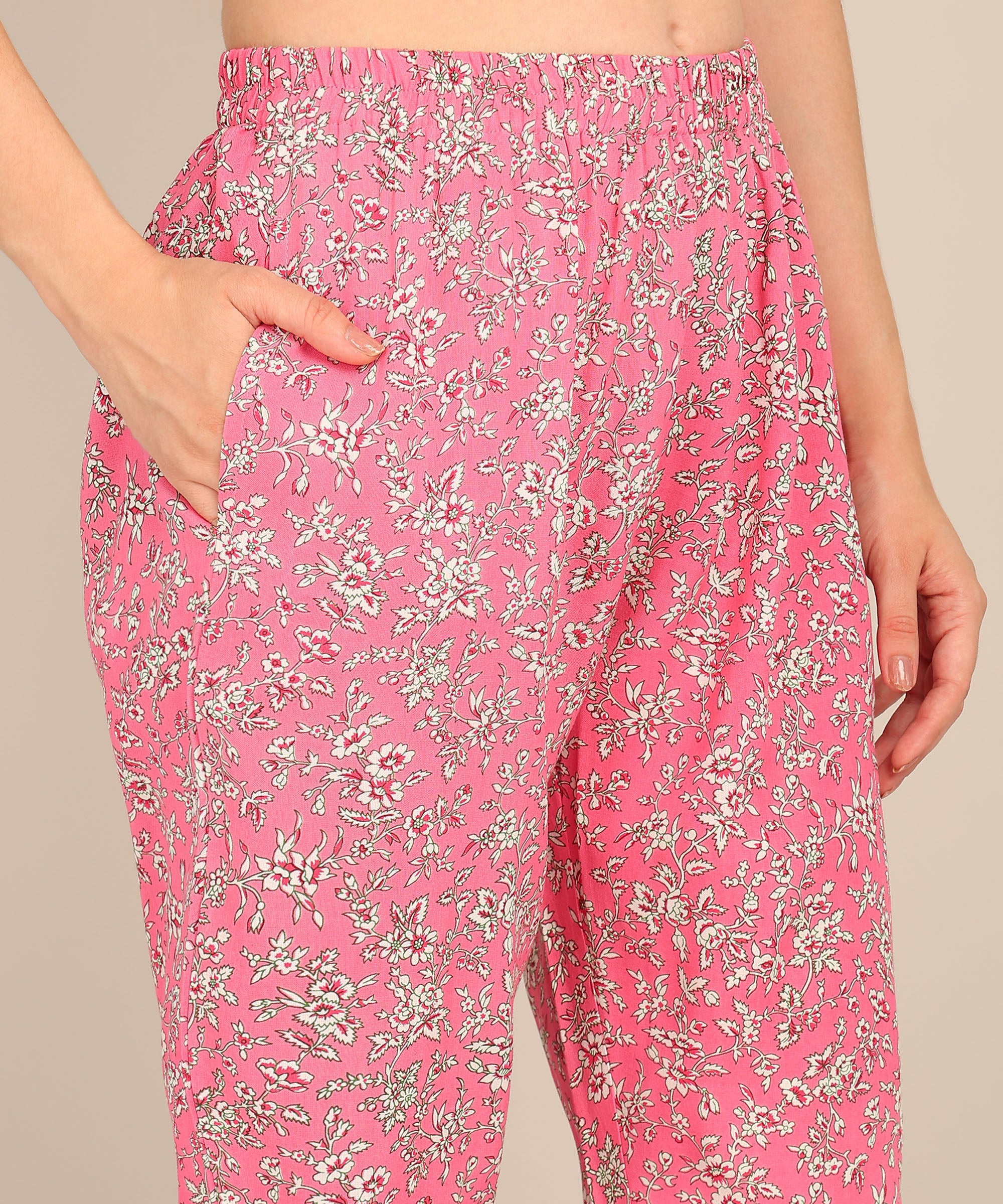 "Rosy Routines" Viscose Printed Night Suit