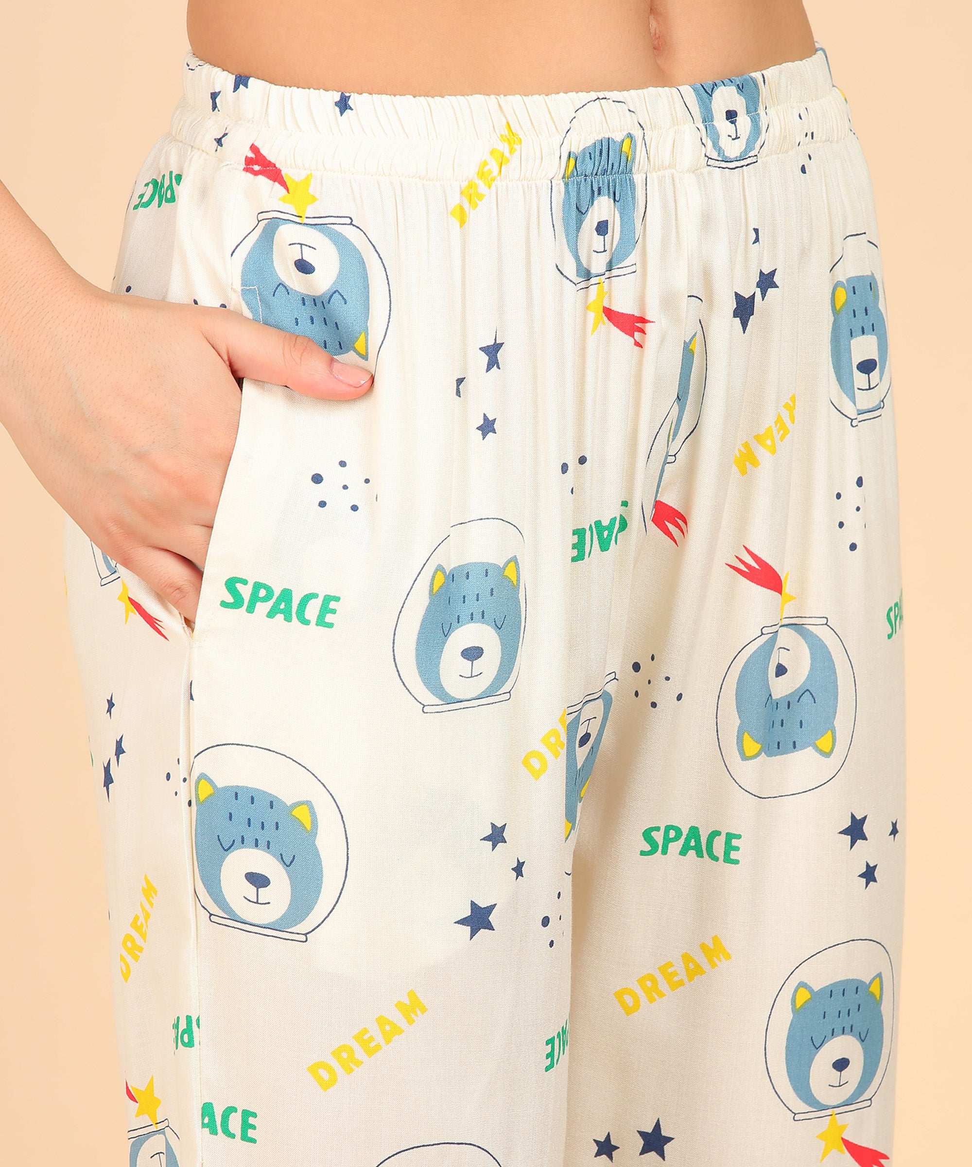 "Space Snooze" Viscose Printed Night Suit