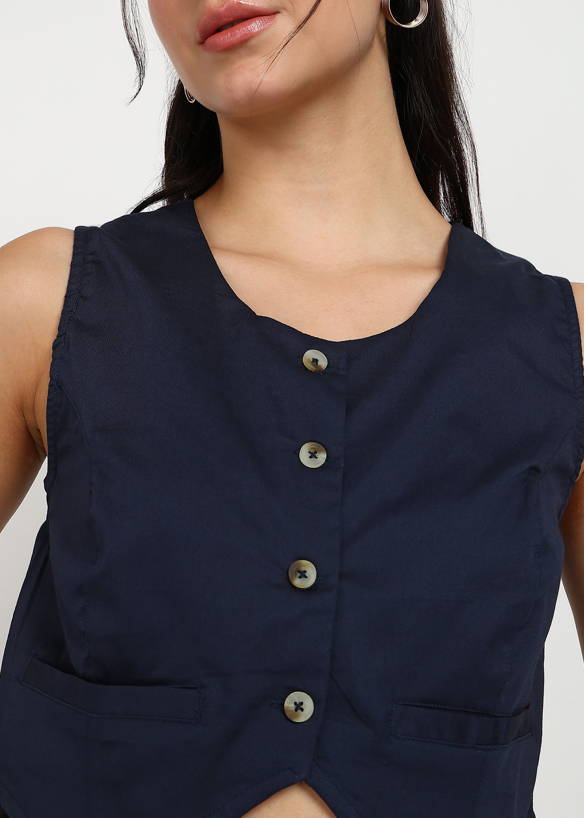 Women Navy Vest Top