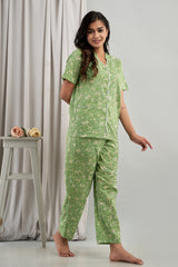 "Daisy Meadow" Printed Viscose Night Suit