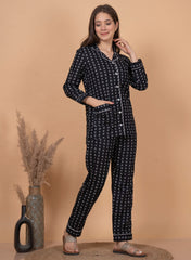 "Midnight Bloom" Printed Viscose Night Suit