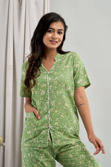 "Daisy Meadow" Printed Viscose Night Suit