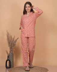 "Peachy Paisley" Printed Viscose Night Suit