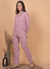 "Blush Whisper" Printed Viscose Night Suit
