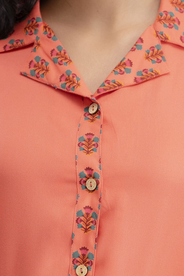 "Coral Charm" Solid Viscose Night Suit