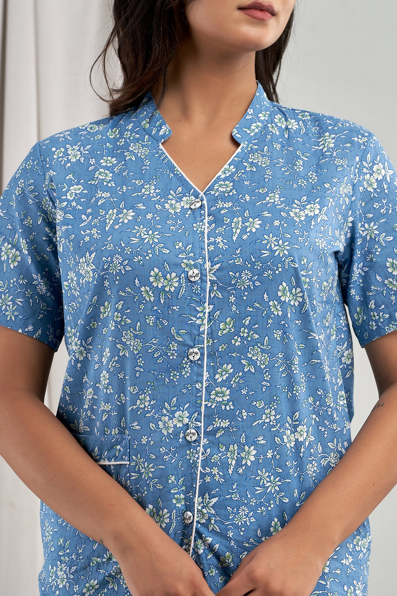 "Bluebell Bloom" Printed Viscose Night Suit